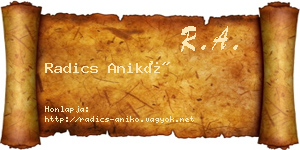 Radics Anikó névjegykártya